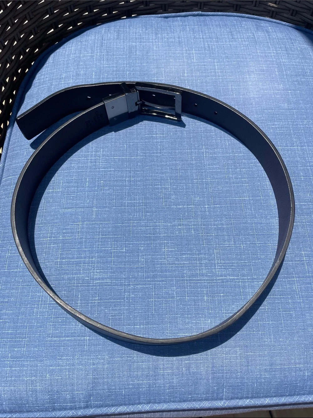 Calvin Klein Black Leather Belt with Brushed Silver Buckle